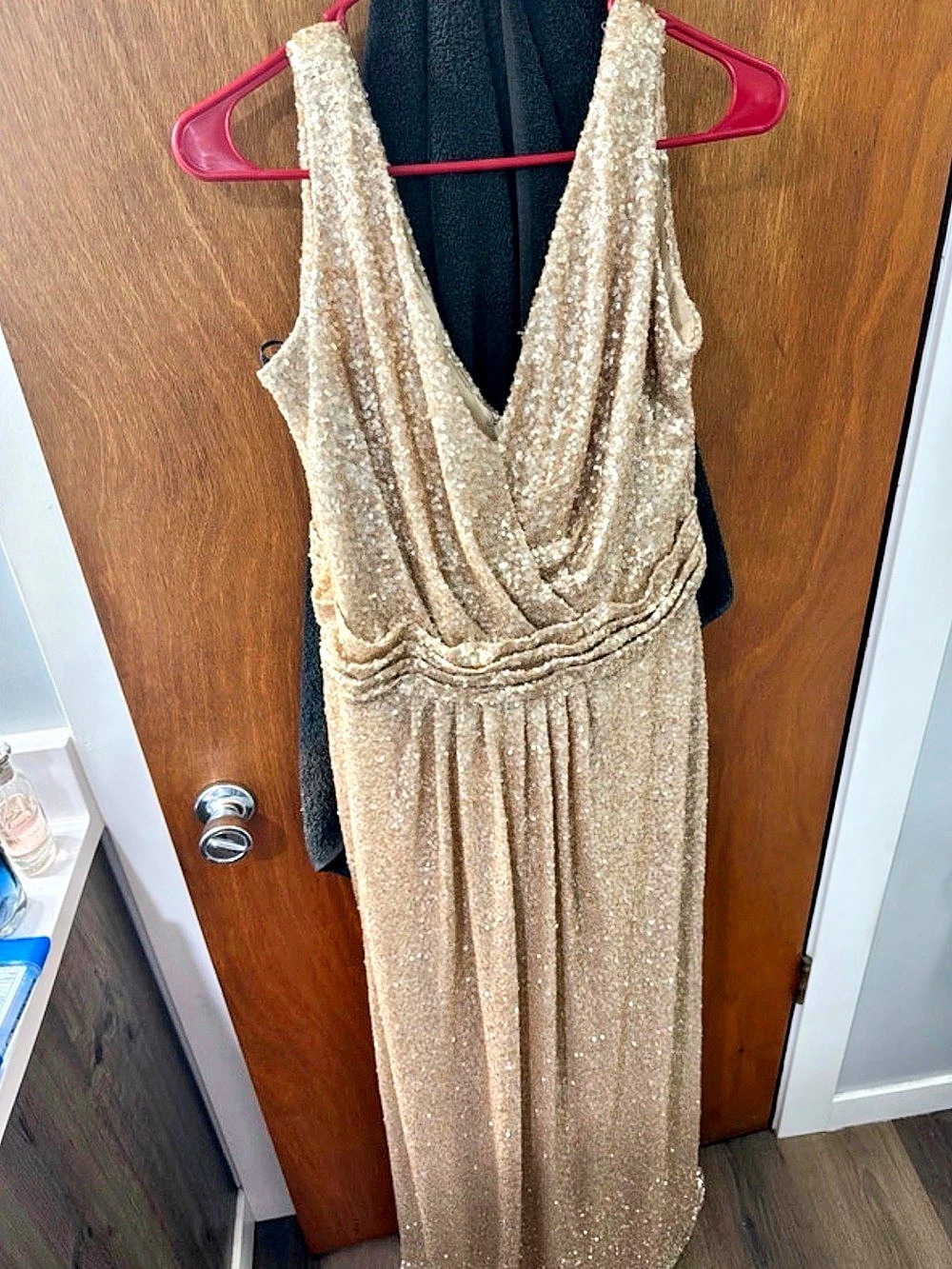Sorella Vita Sequin Draped Maxi Dress in Gold Size 20 bridesmaid dress